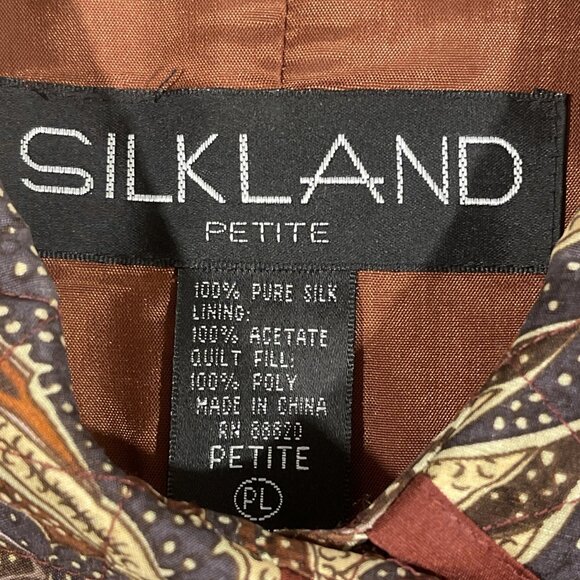 Silk‎ Land  Women Sz PL JacketCreamy/Brown  Floral Paisley Pleated Quilt Lined - Picture 9 of 15